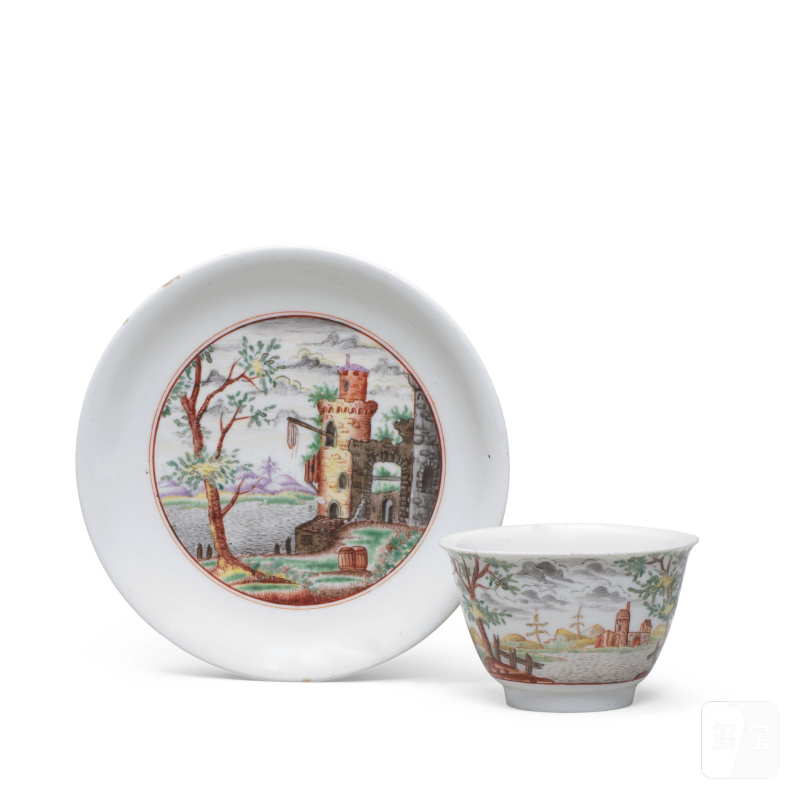 A Meissen Hausmaler teabowl and saucer, circa 1720-25, possibly decorated in Vienna, circa 1725-35 - 图4